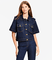 Short Sleeve Denim Jacket in Classic Rinse Wash carousel Product Image 2