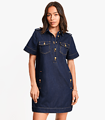 Petite Denim Mini Pocket Dress in Classic Rinse Wash carousel Product Image 2