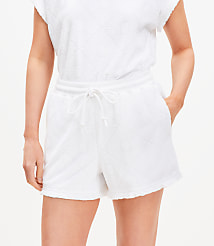 Petite LOFT Beach Fringe Terry Shorts carousel Product Image 3