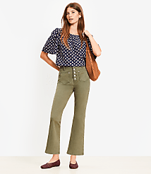 Patch Pocket High Rise Kick Crop Jeans in Evening Olive carousel Product Image 1