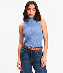Puckered Mock Neck Top carousel Product Image 1