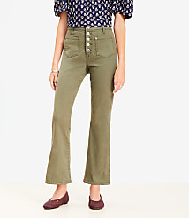 Patch Pocket High Rise Kick Crop Jeans in Evening Olive carousel Product Image 2