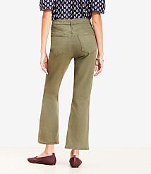 Curvy Patch Pocket High Rise Kick Crop Jeans in Evening Olive carousel Product Image 2