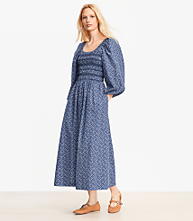 Petite Garden Clip Smocked Midi Dress carousel Product Image 1