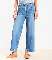 Curvy Palmer Wide Leg Crop Jeans in Mid Vintage Wash carousel Product Image 1