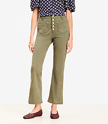 Curvy Patch Pocket High Rise Kick Crop Jeans in Evening Olive carousel Product Image 1