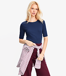 Petite Perfect Ribbed Elbow Sleeve Tee carousel Product Image 1