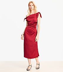 Satin Tie One Shoulder Midi Dress carousel Product Image 1