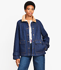 Petite Denim Barn Jacket in Dark Rinse Wash carousel Product Image 1