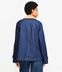 Petite Denim Barn Jacket in Dark Rinse Wash carousel Product Image 3