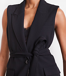 LOFT Versa Crepe Drape Belted Blazer Vest carousel Product Image 2