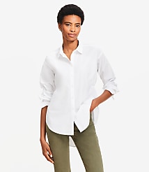 Petite Poplin Cutout Back Tunic Shirt carousel Product Image 1