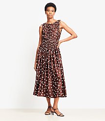 Dotted Satin Shoulder Tie Maxi Dress carousel Product Image 1