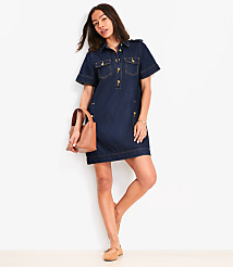 Petite Denim Mini Pocket Dress in Classic Rinse Wash carousel Product Image 1