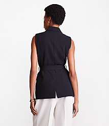 LOFT Versa Crepe Drape Belted Blazer Vest carousel Product Image 3