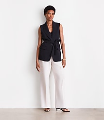 LOFT Versa Crepe Drape Belted Blazer Vest carousel Product Image 1