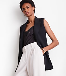 LOFT Versa Crepe Drape Belted Blazer Vest carousel Product Image 4
