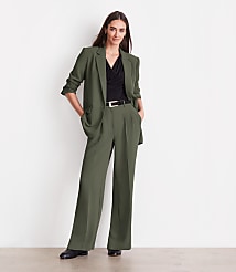 Petite LOFT Versa Crepe Drape Pleated Relaxed Straight Pants carousel Product Image 1