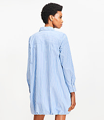 Petite Striped Poplin Bubble Hem Mini Pocket Shirtdress carousel Product Image 3