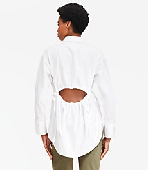 Poplin Cutout Back Tunic Shirt carousel Product Image 4