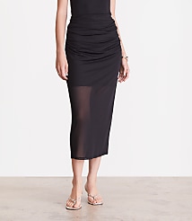 LOFT Versa Mesh Ruched Midi Skirt carousel Product Image 2