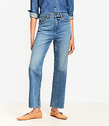 Curvy High Rise Straight Jeans in Authentic Vintage Mid Wash carousel Product Image 1