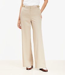 Petite Tab Waist Wide Leg Pants in Twill carousel Product Image 3
