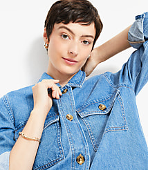 Denim Shirt Jacket in Classic Mid Wash carousel Product Image 4