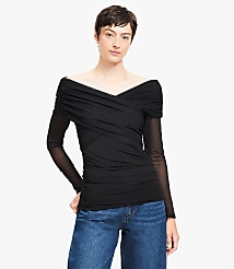 Mesh Ruched Off The Shoulder Top carousel Product Image 1