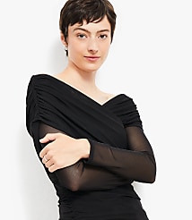 Mesh Ruched Off The Shoulder Top carousel Product Image 2