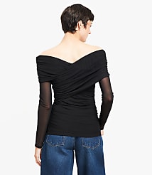 Mesh Ruched Off The Shoulder Top carousel Product Image 3