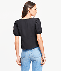Petite Lace Trim Sweetheart Neck Blouse carousel Product Image 2