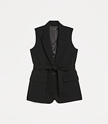 Petite LOFT Versa Crepe Drape Belted Blazer Vest carousel Product Image 5