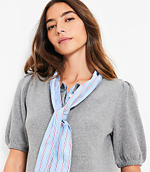 Striped Mixed Media Puff Sleeve Cardigan carousel Product Image 3