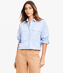 Striped Poplin Wide Sleeve Modern Utility Shirt carousel Product Image 2