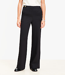 Petite Curvy Tab Waist Wide Leg Pants in Twill carousel Product Image 1