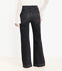 Curvy Unpicked Hem High Rise Wide Leg Jeans in Washed Black carousel Product Image 2