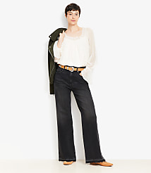 Unpicked Hem High Rise Wide Leg Jeans in Washed Black carousel Product Image 1
