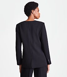 LOFT Versa Crepe Drape Collarless Blazer carousel Product Image 3