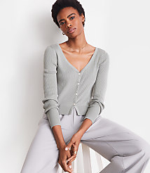 LOFT Versa Ribbed V-Neck Cardigan carousel Product Image 2