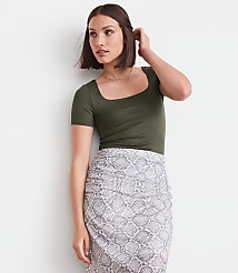 LOFT Versa 360 Knit Square Neck Tee carousel Product Image 3