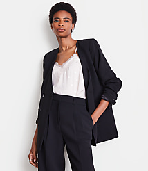 LOFT Versa Crepe Drape Collarless Blazer carousel Product Image 4