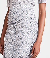 LOFT Versa Snake Print Mesh Ruched Midi Skirt carousel Product Image 4