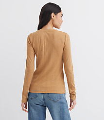 Scalloped Pointelle Henley Top carousel Product Image 2