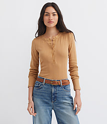 Scalloped Pointelle Henley Top carousel Product Image 3