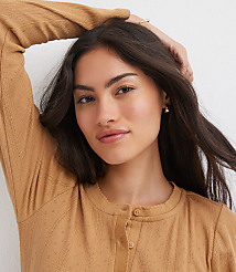 Scalloped Pointelle Henley Top carousel Product Image 4