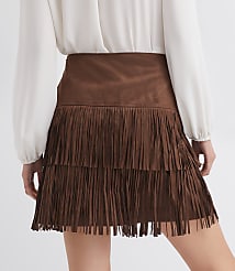 Petite Fringe Faux Suede Mini Skirt carousel Product Image 4