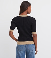 Tipped Ribbed Pocket Sweater Tee carousel Product Image 3