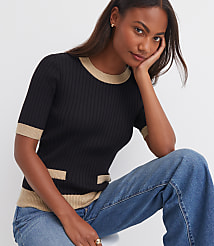 Tipped Ribbed Pocket Sweater Tee carousel Product Image 1