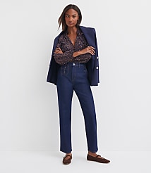 High Rise Straight Utility Jeans in Classic Rinse Wash carousel Product Image 1